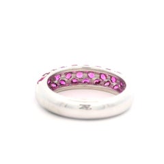 18k White Gold 2.25ctw Vivid Pink Sapphire 3 Row Domed Pave Band Ring