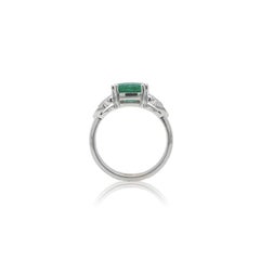 18K White Gold 2.27 carat Emerald and Diamond Ring size 6.5