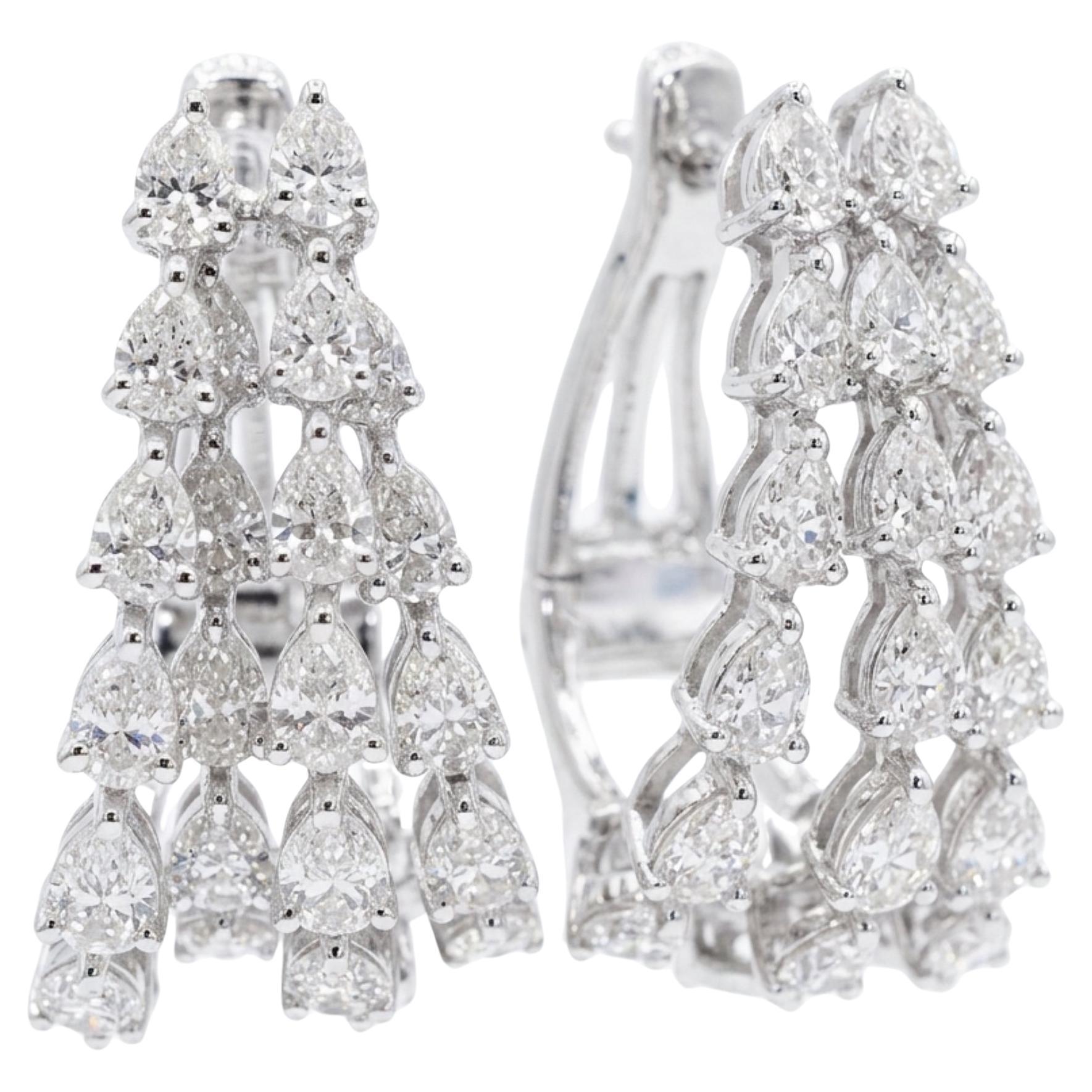Pendientes de aro de diamantes naturales de 2,29 quilates en oro blanco de 18 quilates