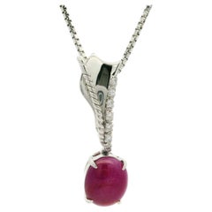 18k Weißgold 2,29ctw Star Rubin Diamant Dangle Drop Anhänger Box Kette Halskette