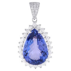 Colgante de oro blanco de 18 quilates con diamantes y tanzanita de 2,35 ct