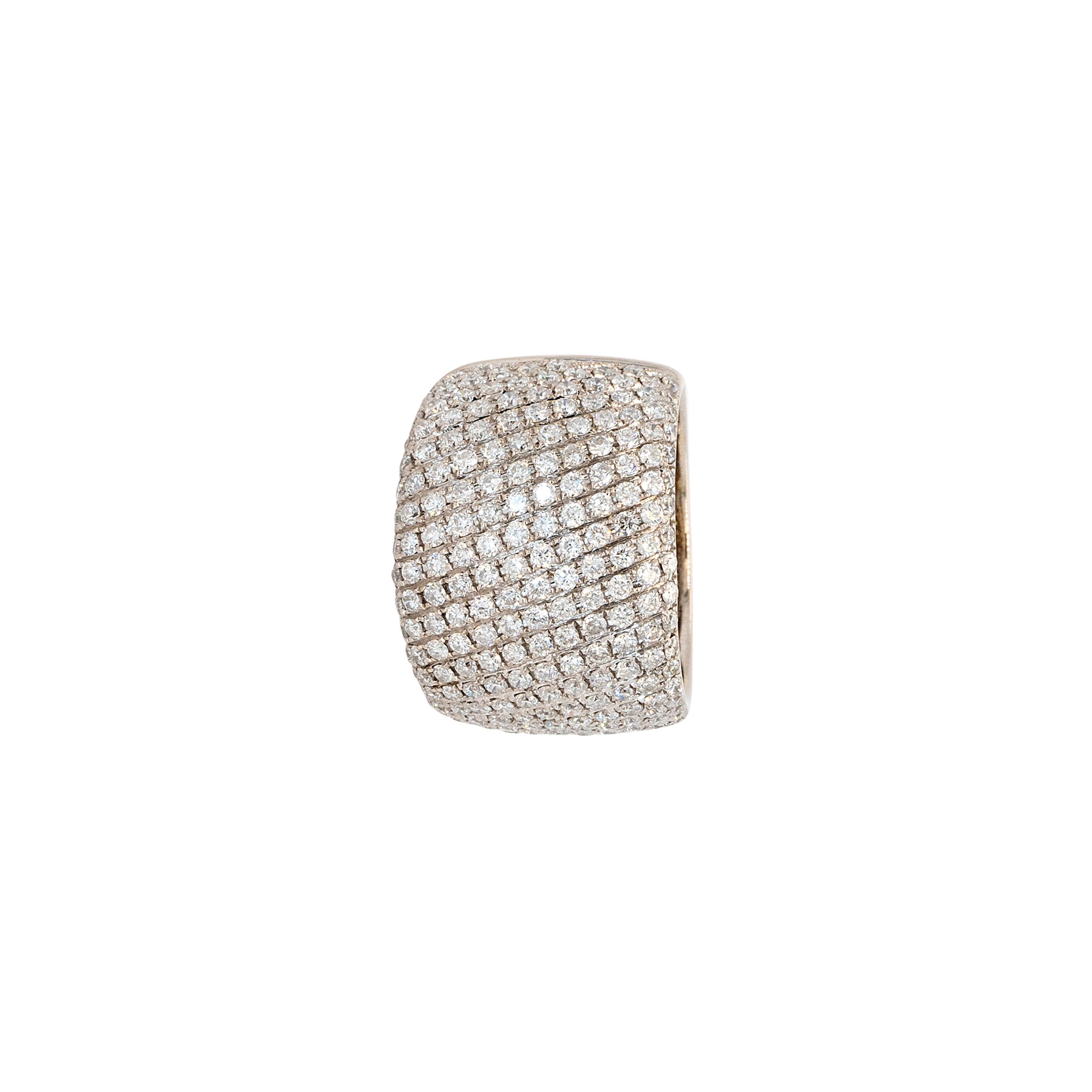 Women's 18k White Gold 2.35ctw Round Brilliant Natural Diamond Pave Ring For Sale