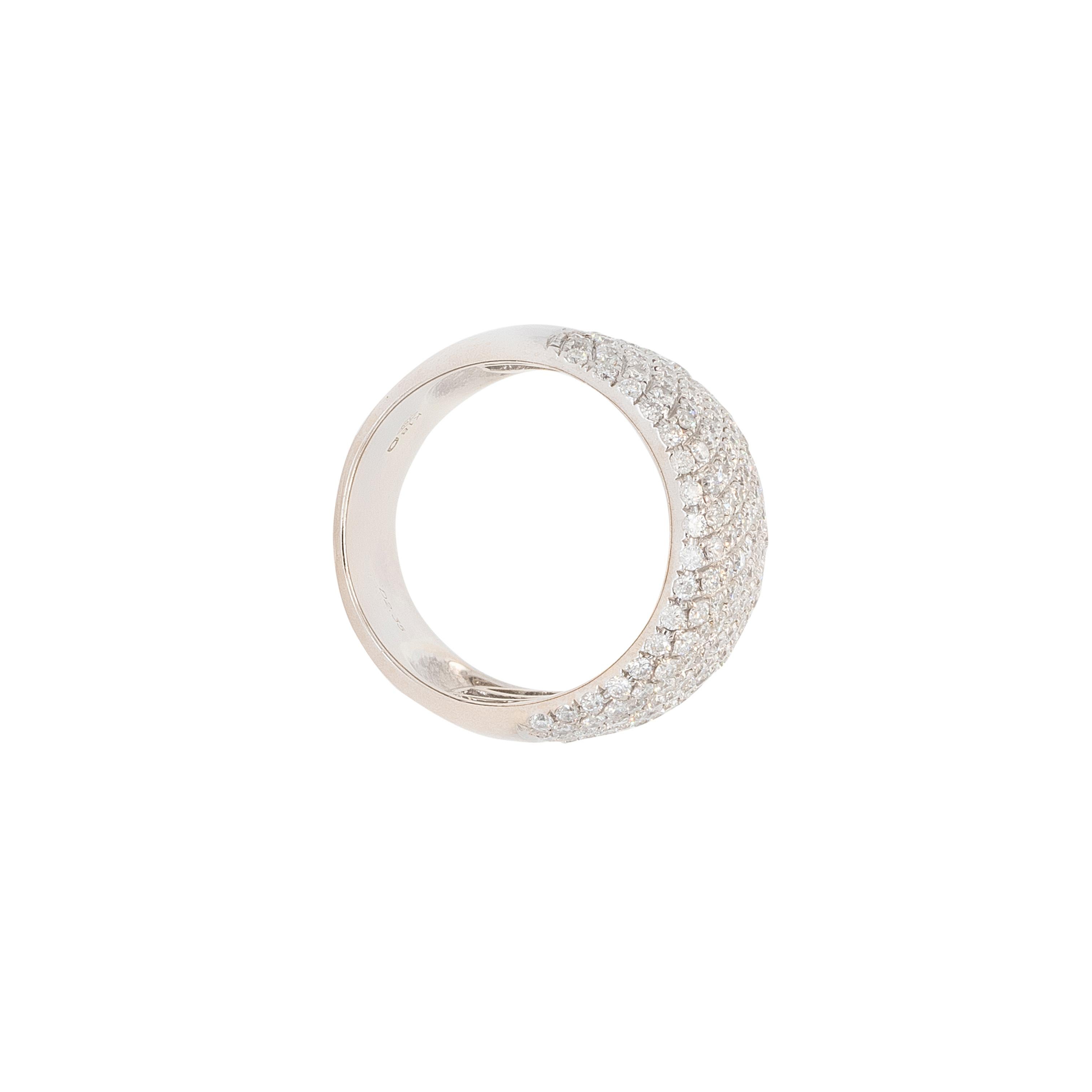18k White Gold 2.35ctw Round Brilliant Natural Diamond Pave Ring For Sale 2