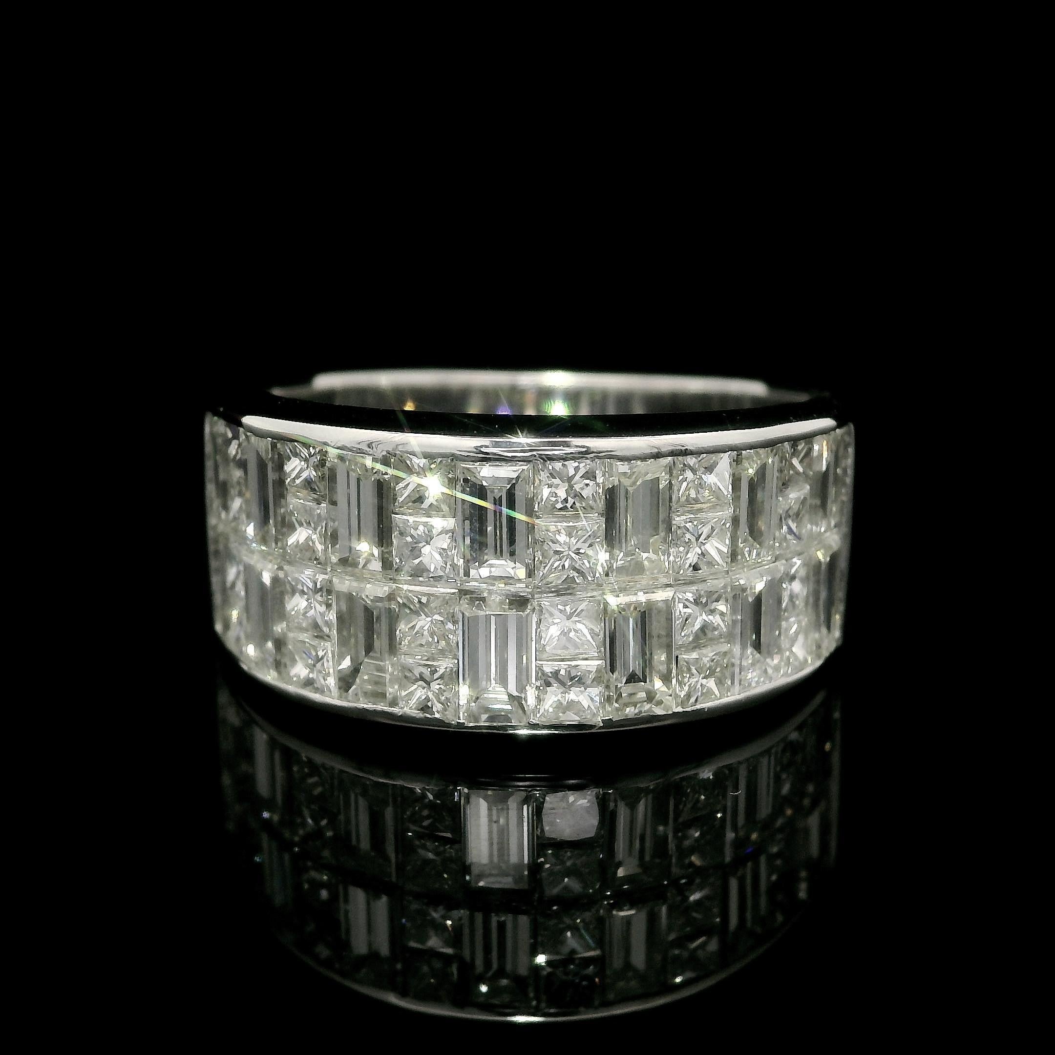 --Stone(s):--
(14) Natural Genuine Diamonds - Straight Baguette Cut - Channel & Invisible Set - VS1/VS2 Clarity - G-I Color - 1.4ctw (approx.)
(24) Natural Genuine Diamonds - Princess Cut - Channel & Invisible Set - VS1/VS2 Clarity - G-I Color -