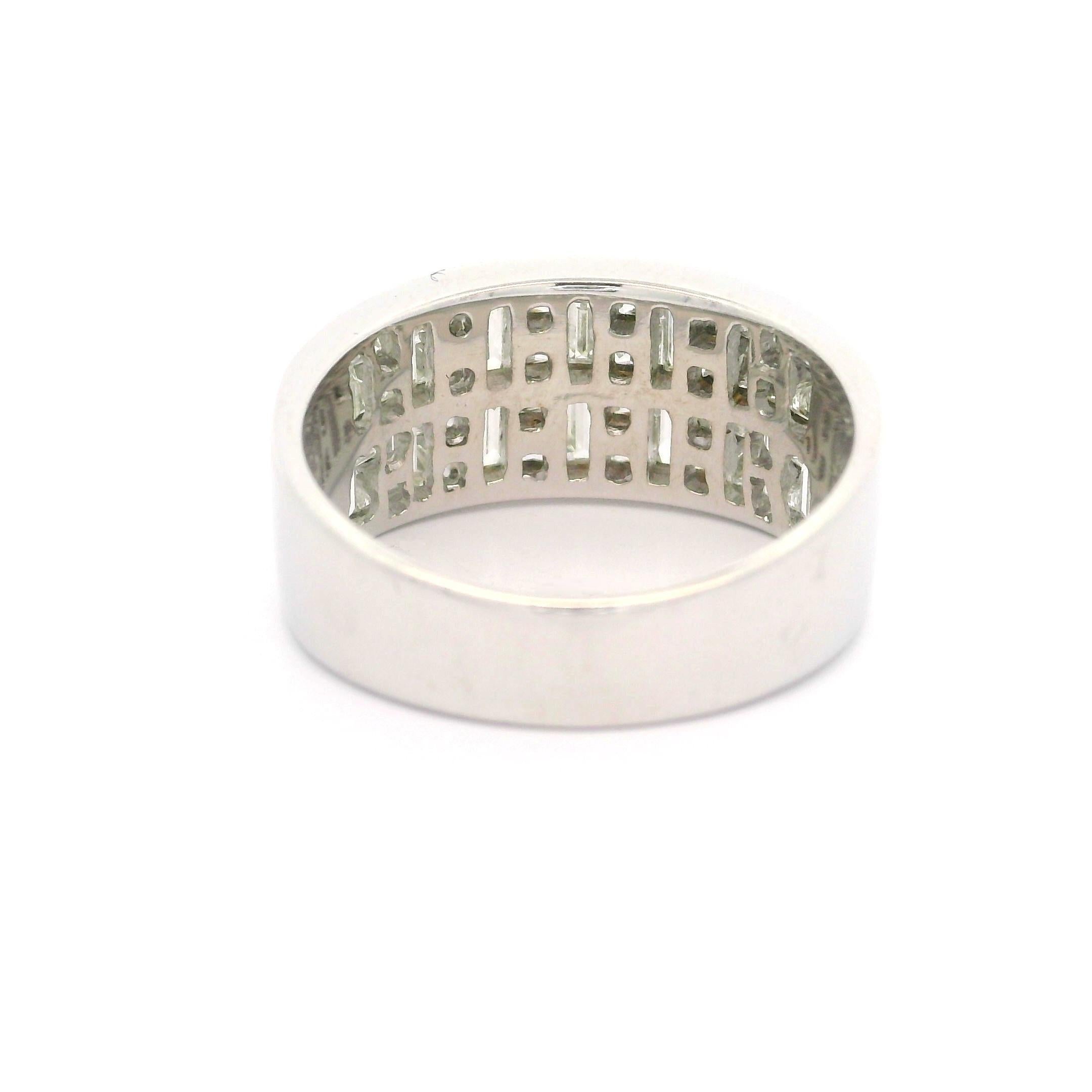 18k White Gold 2.36ctw Fiery Diamond Checkerboard 9mm Wide Band Ring For Sale 1