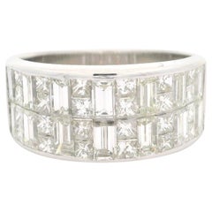 18k White Gold 2.36ctw Fiery Diamond Checkerboard 9mm Wide Band Ring 18k White Gold 2.36ctw Fiery Diamond Checkerboard 9mm Wide Band Ring