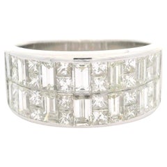 18k White Gold 2.36ctw Fiery Diamond Checkerboard 9mm Wide Band Ring