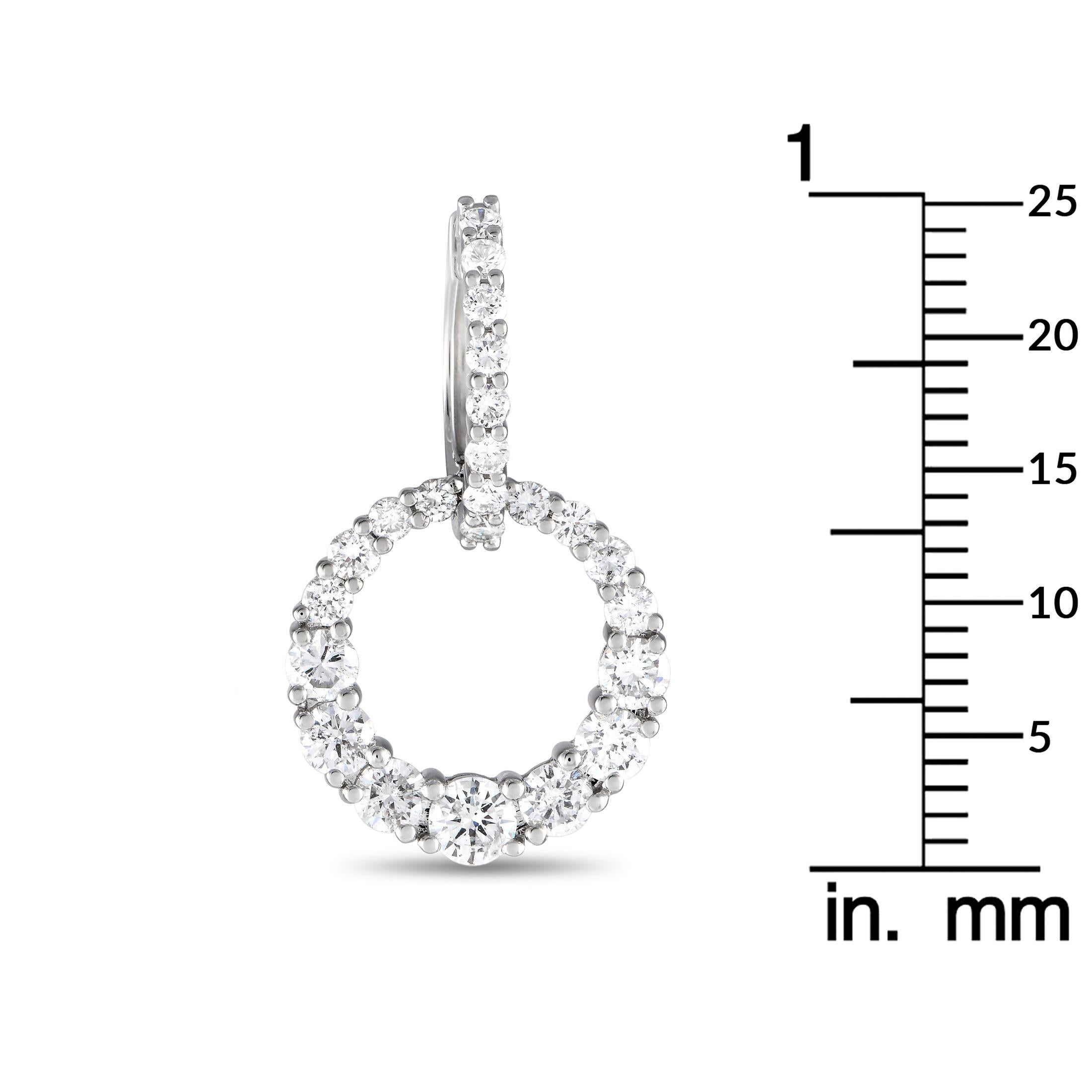 Round Cut 18K White Gold 2.37ct Diamond Drop Earrings