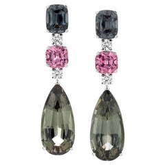 18K White Gold 24, 87Ct Tourmaline 4, 45Ct & 6.04Ct Spinel Earrings by Jochen Leën