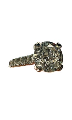 18K White Gold 2.40 Carat Round Hearts and Arrows Diamond Engagement Ring