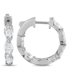 Pendientes de aro de oro blanco de 18 quilates con diamantes de 2,40 ct AER-20854