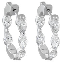 Pendientes de aro de oro blanco de 18 quilates con diamantes de 2,40 ct AER-20854