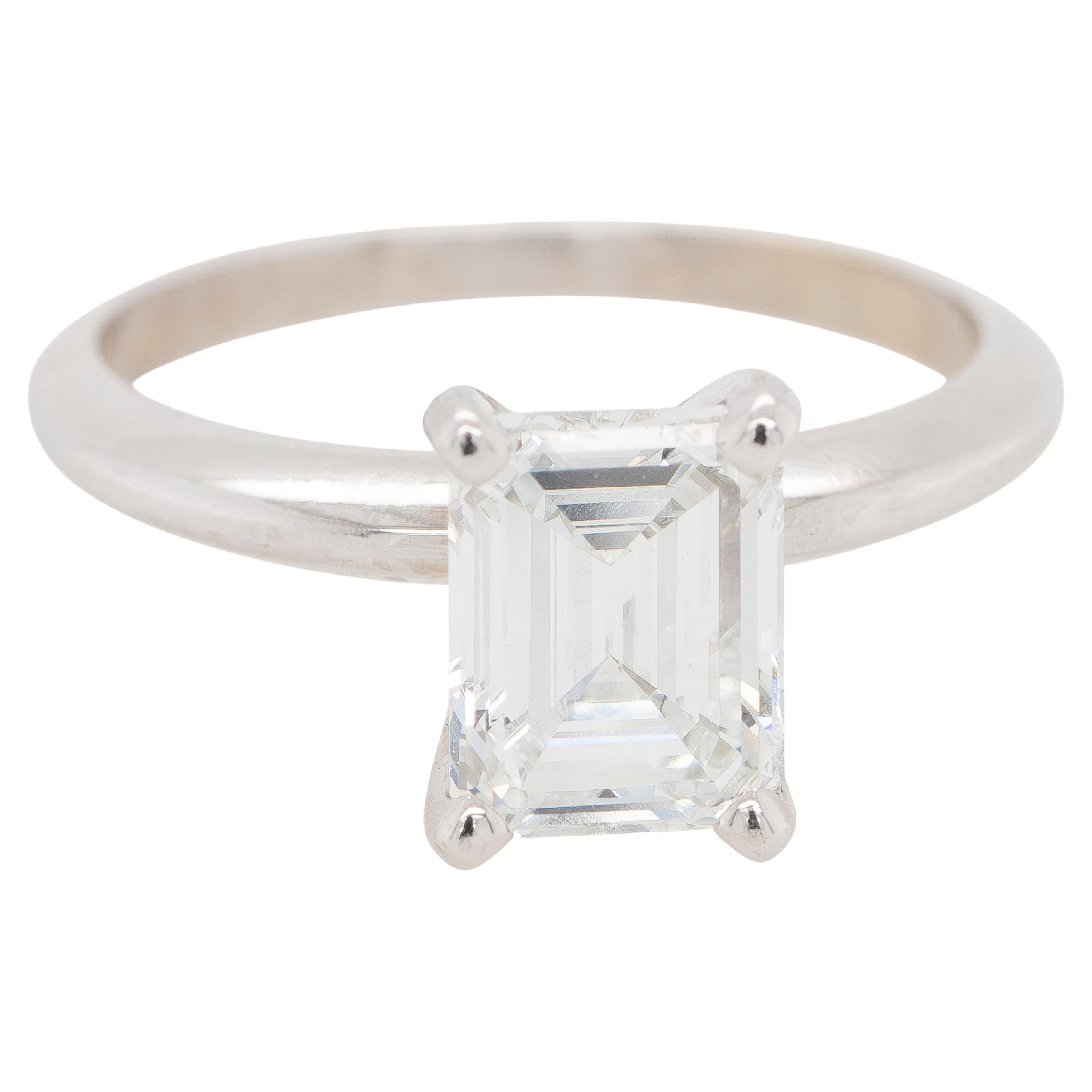 18k White Gold 2.40ct GIA-Certified Emerald-Cut Diamond Engagement Ring