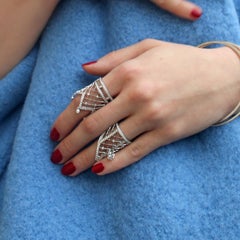 Sybarite Crown Cluster Ring in White Gold with White Diamonds