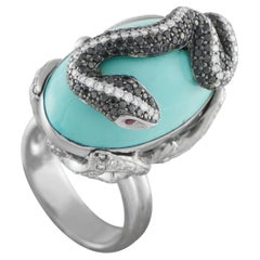 18K White Gold 2.42ct Diamond and Turquoise Ring MF27-011626