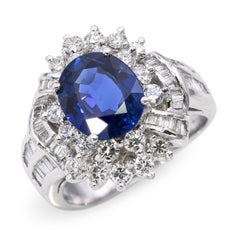 18k White Gold 2.42ct Royal Blue Sapphire and Diamond Ring