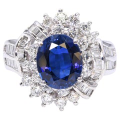 18k White Gold 2.42ct Royal Blue Sapphire and Diamond Ring