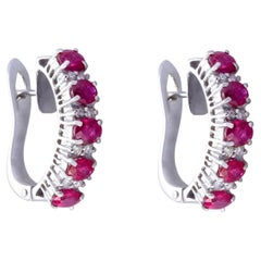 No Reserve- 18K White Gold 2.43ct Ruby & 0.20ct Diamond Latch Back Earrings