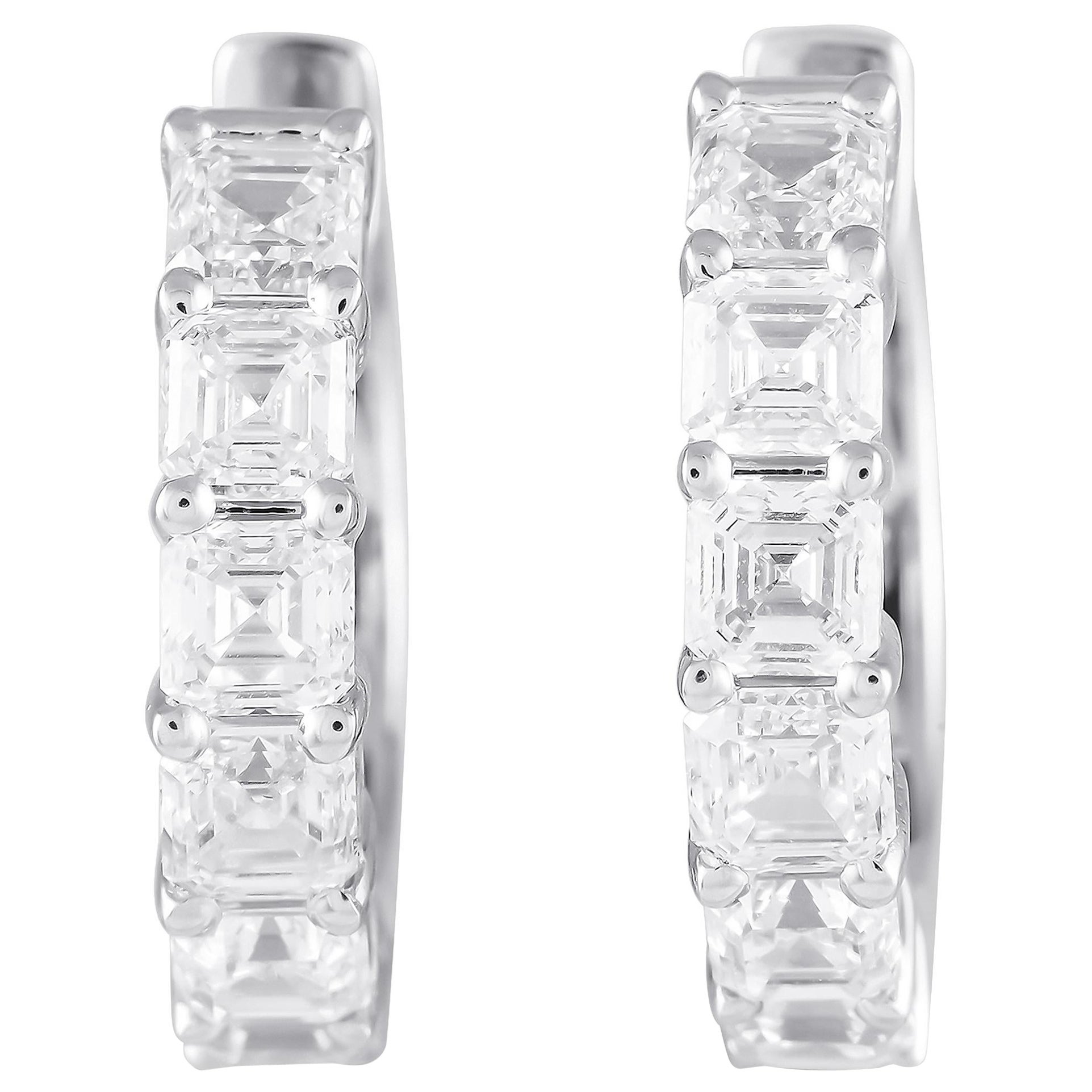 Pendientes de aro de diamantes de 2,45 ct en oro blanco de 18 quilates