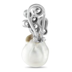 Pendientes de oro blanco de 18 quilates con diamantes y perlas de 2,50 ct