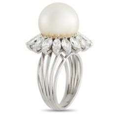 18K White Gold 2.50ct Diamond and Pearl Ring MF21-031726