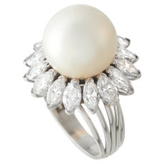 18K White Gold 2.50ct Diamond and Pearl Ring MF21-031726