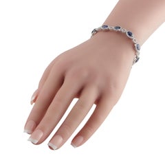 Pulsera de oro blanco de 18 quilates con 2,50 ct de diamantes y zafiros MF27-122225