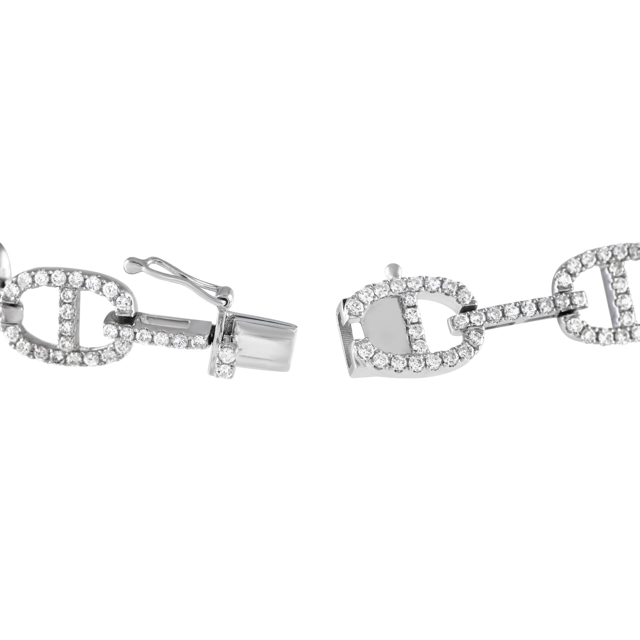 Round Cut 18K White Gold 2.50ct Diamond Bracelet For Sale