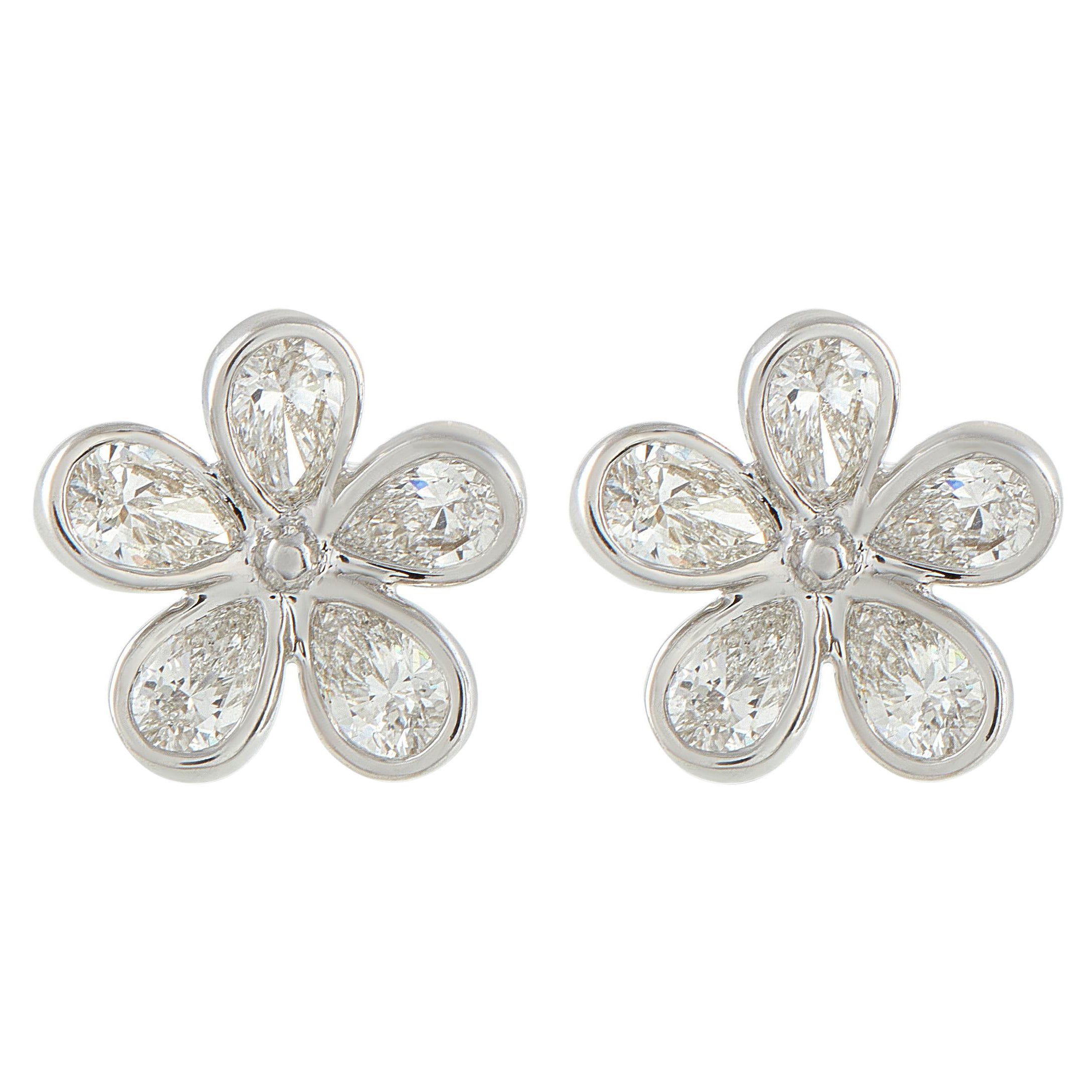 Pendientes Flor Diamante Oro Blanco 18K 2.50ct AER-19121