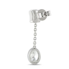 Boucles d'oreilles pendantes en or blanc 18K avec diamant ovale de 2,50ct