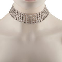 Collana girocollo a reticolo in oro bianco 18 carati con diamanti da 25,20 carati MF05-070626