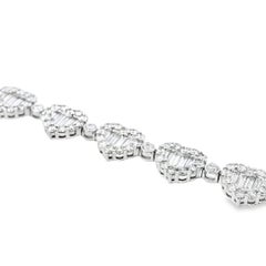 18k White Gold 25.47ctw Mixed Cut Diamond Heart-Shaped Tennis Bracelet