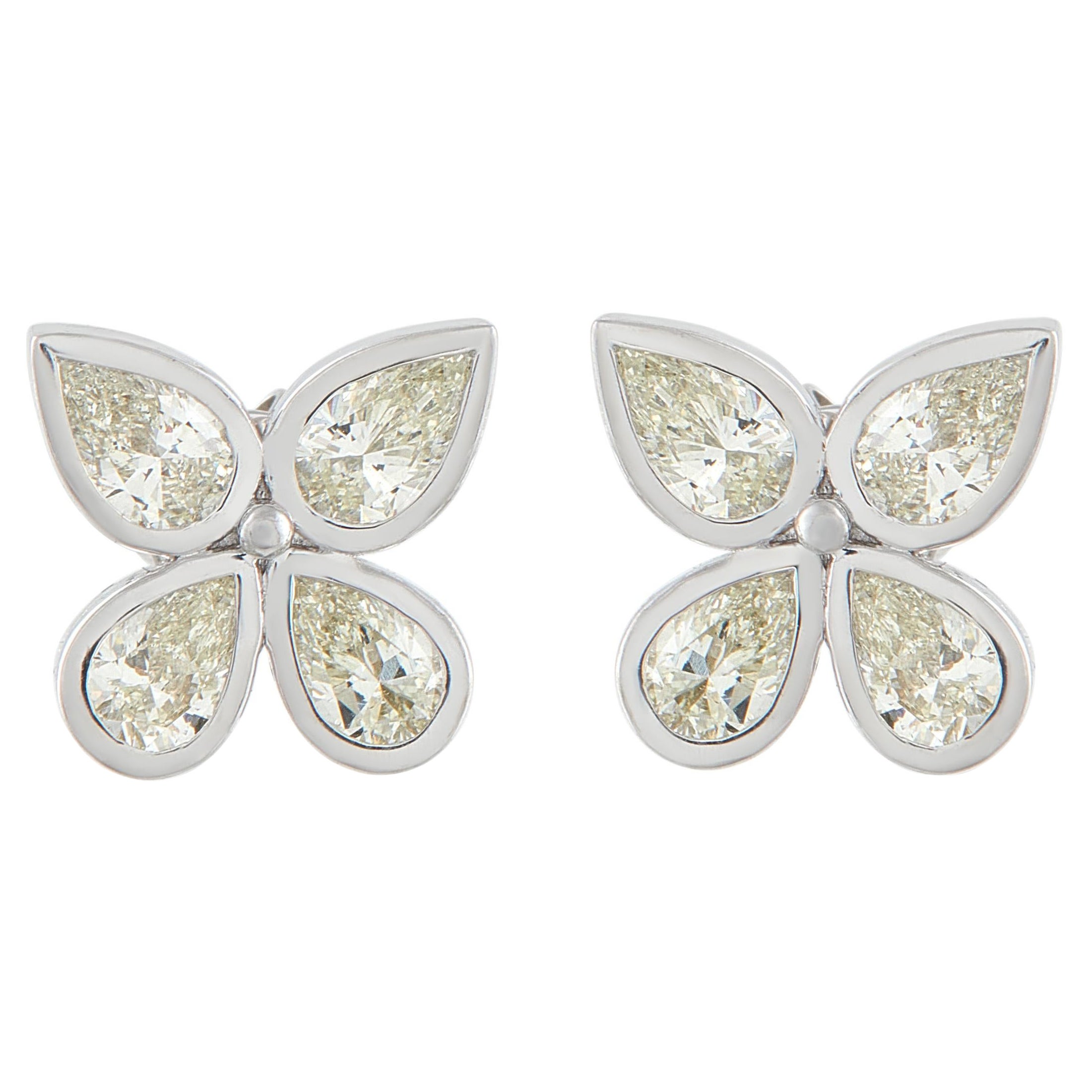 18K Weißgold 2,55ct Diamant Vier-Petal-Ohrringe AER-19966-2