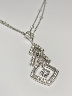 18 Karat White Gold 2.56 Carat Hearts on Fire Diamond Necklace