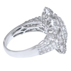 18 Karat White Gold 2.56 Carat Diamond Flower Petal Ring