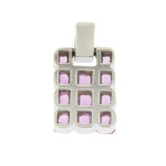 18k White Gold .25ct Diamonds Ct Invisible Set Pink Sapphire Pendant Charm