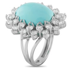 18K White Gold 2.60ct Diamond and Turquoise Ring MF27-020226