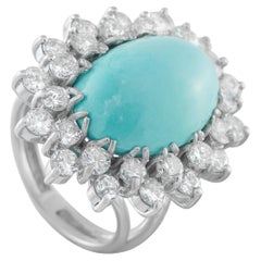 18K White Gold 2.60ct Diamond and Turquoise Ring MF27-020226