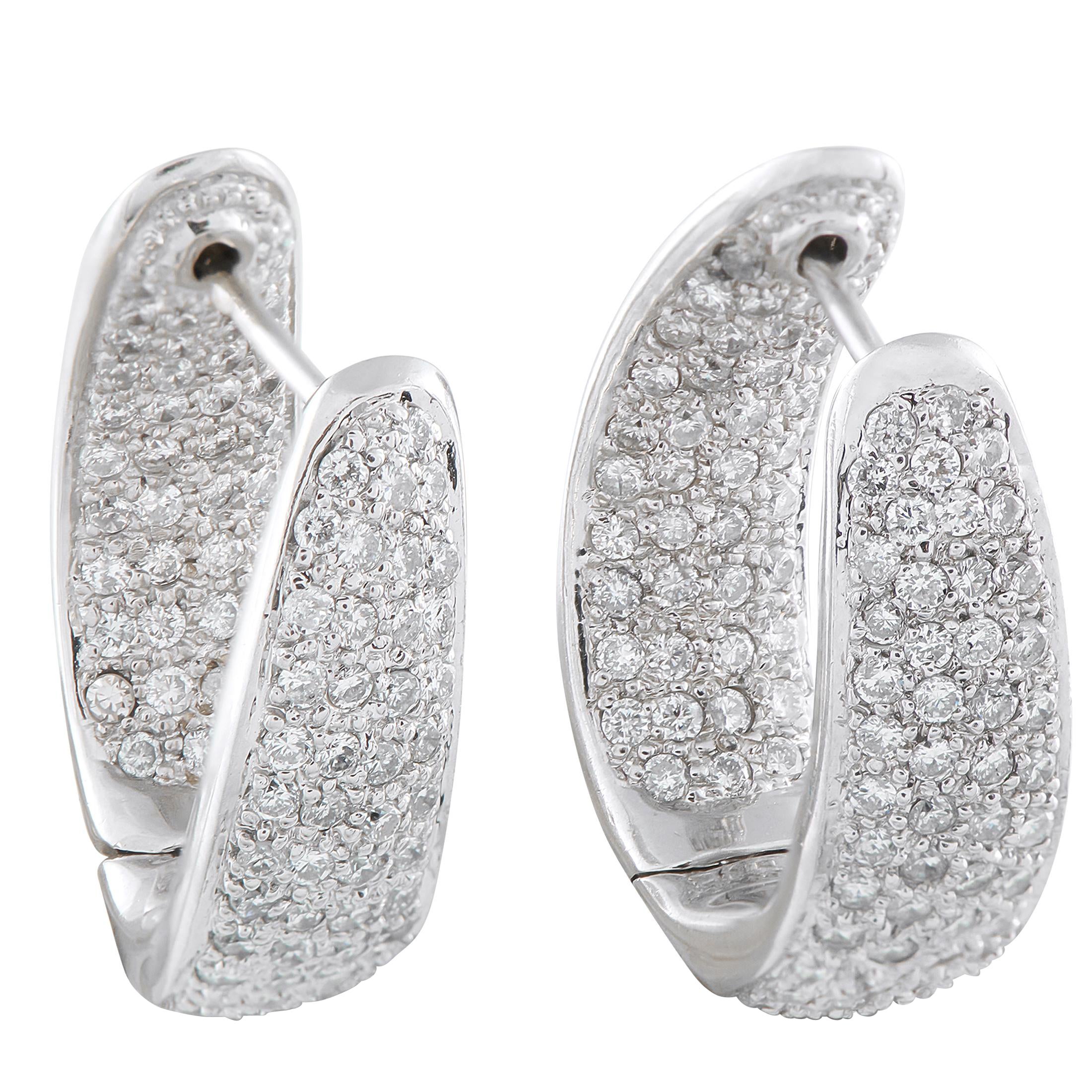 18K White Gold 2.60ct Diamond Inside-Out Hoop Earrings MF05-1030325