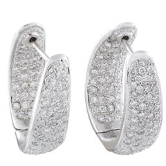 18K White Gold 2.60ct Diamond Inside-Out Hoop Earrings MF05-1030325