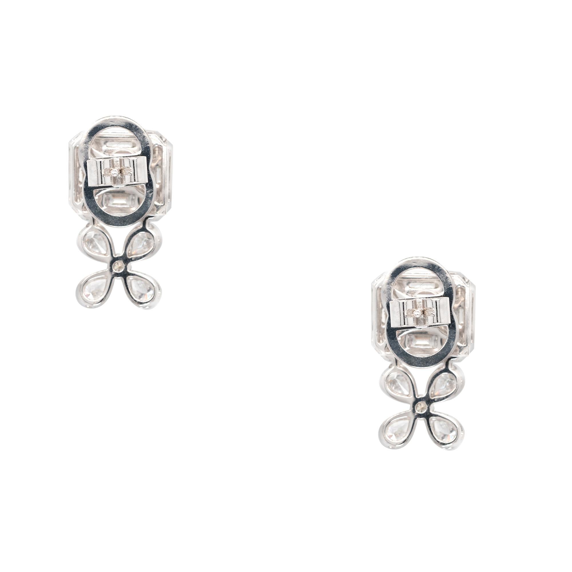 18k White Gold 2.61ct Mixed Cuts Natural Diamonds Stud Earrings In New Condition For Sale In Boca Raton, FL