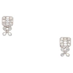 18k White Gold 2.61ct Mixed Cuts Natural Diamonds Stud Earrings