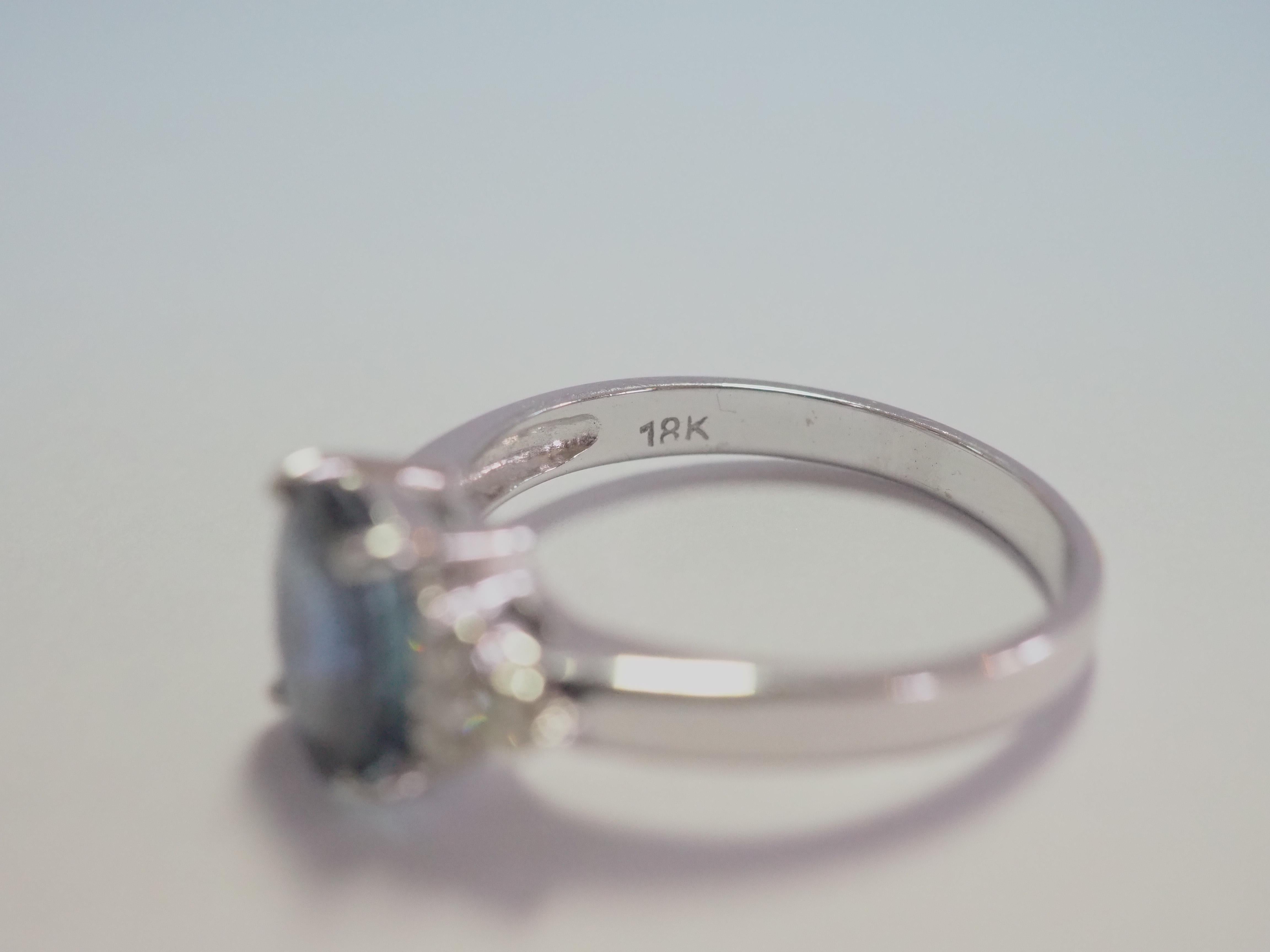 18K White Gold 2.64ct Blue Sapphire & 0.20ct Diamond Fine Engagement Ring In New Condition For Sale In เกาะสมุย, TH
