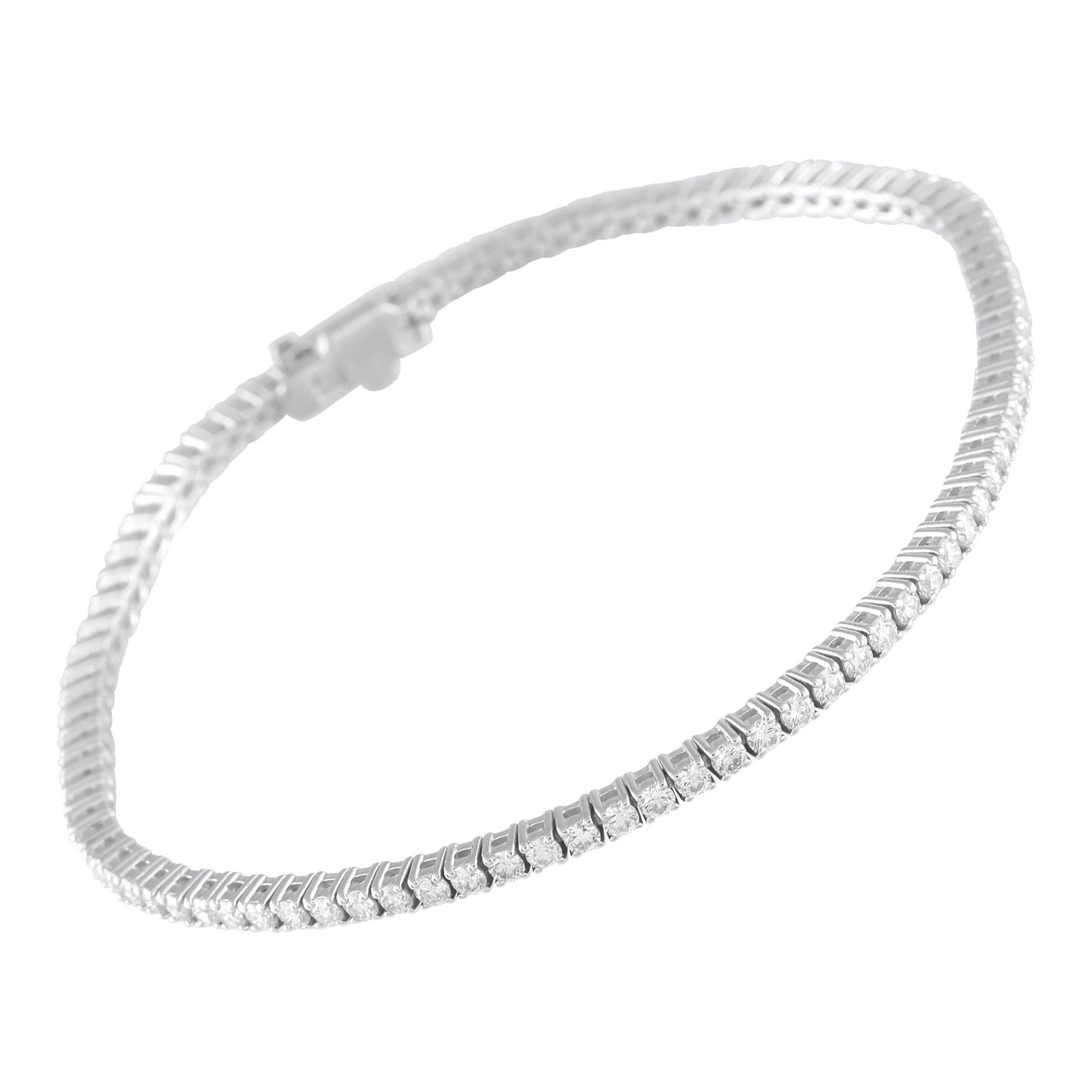 Pulsera de tenis de oro blanco de 18 quilates con diamantes de 2,65 ct MF06-072225