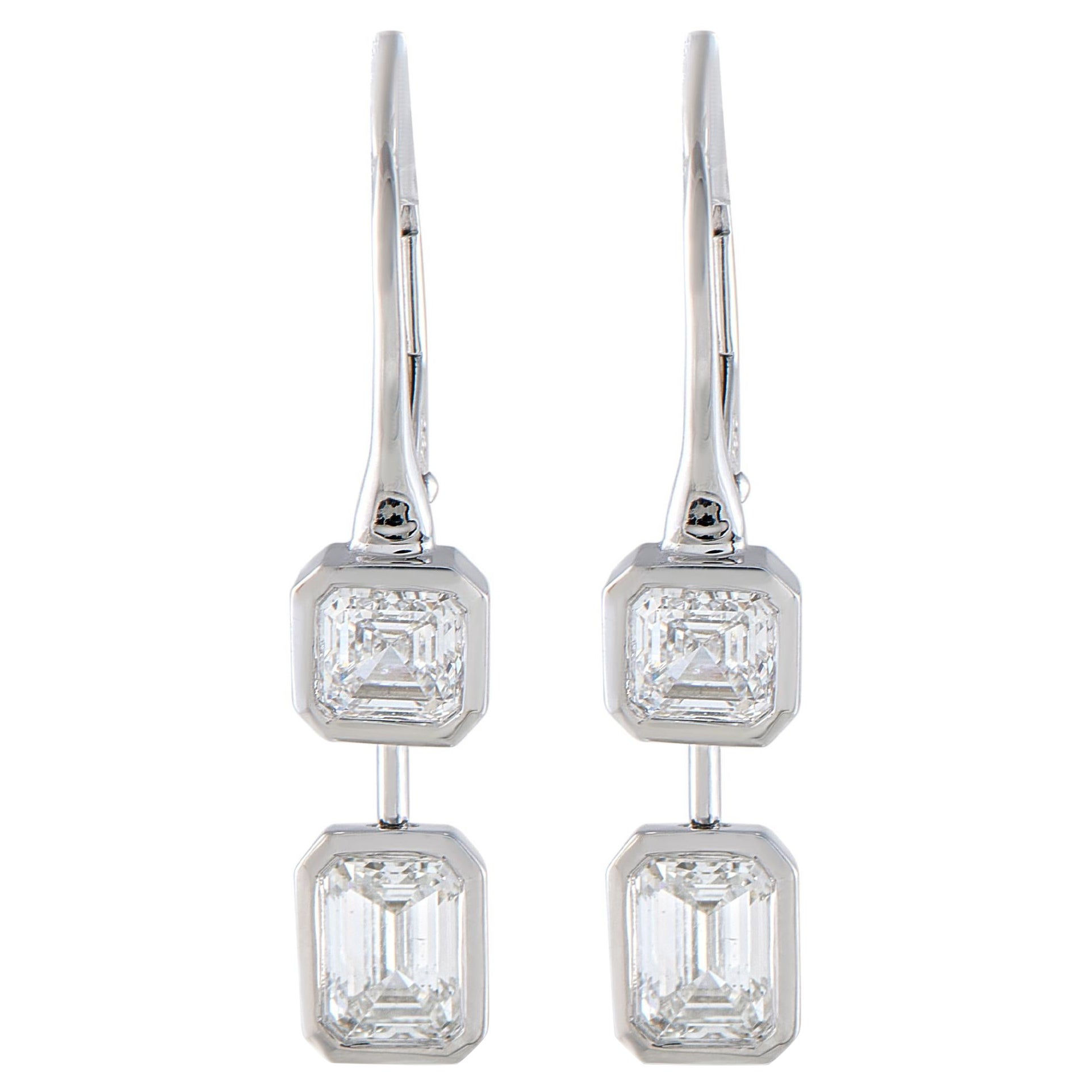 18K White Gold 2.68ct Diamond Drop Earrings  AER-20594 For Sale
