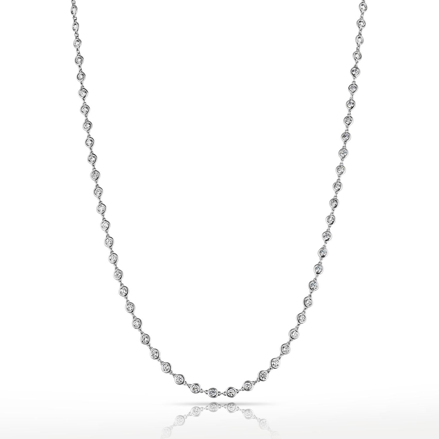 18 Karat Weißgold 27 Karat Diamant By The Yard Kette Halskette 42 Zoll lang (Rundschliff) im Angebot
