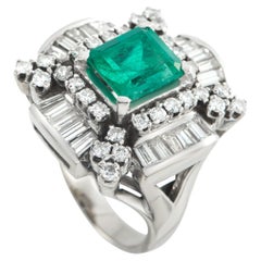 18K Weißgold 2,70ct Diamant und Smaragd Ring MF07-020626