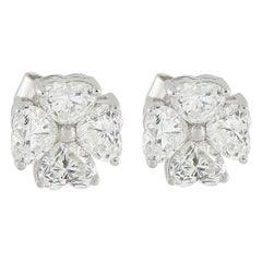 Boucles d
oreilles fleur en or blanc 18 carats 2,70 ct de diamant en forme de cœur AER-19353