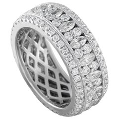 18K White Gold 2.72ct Diamond Wide Band Ring MF-141525