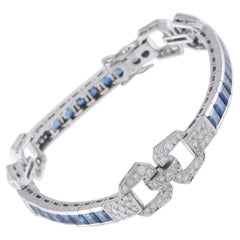 Armband im Art-Déco-Stil aus 18 Karat Weißgold mit Diamanten und Saphiren (2,75 Karat) MF19-070926